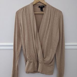 Camel WHBM sweater w/ gold buttons